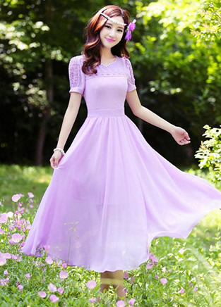清秀纯色连衣裙 美得像个仙女一样！