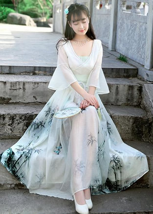 中国风复古连衣裙，淡雅如画让人迷醉